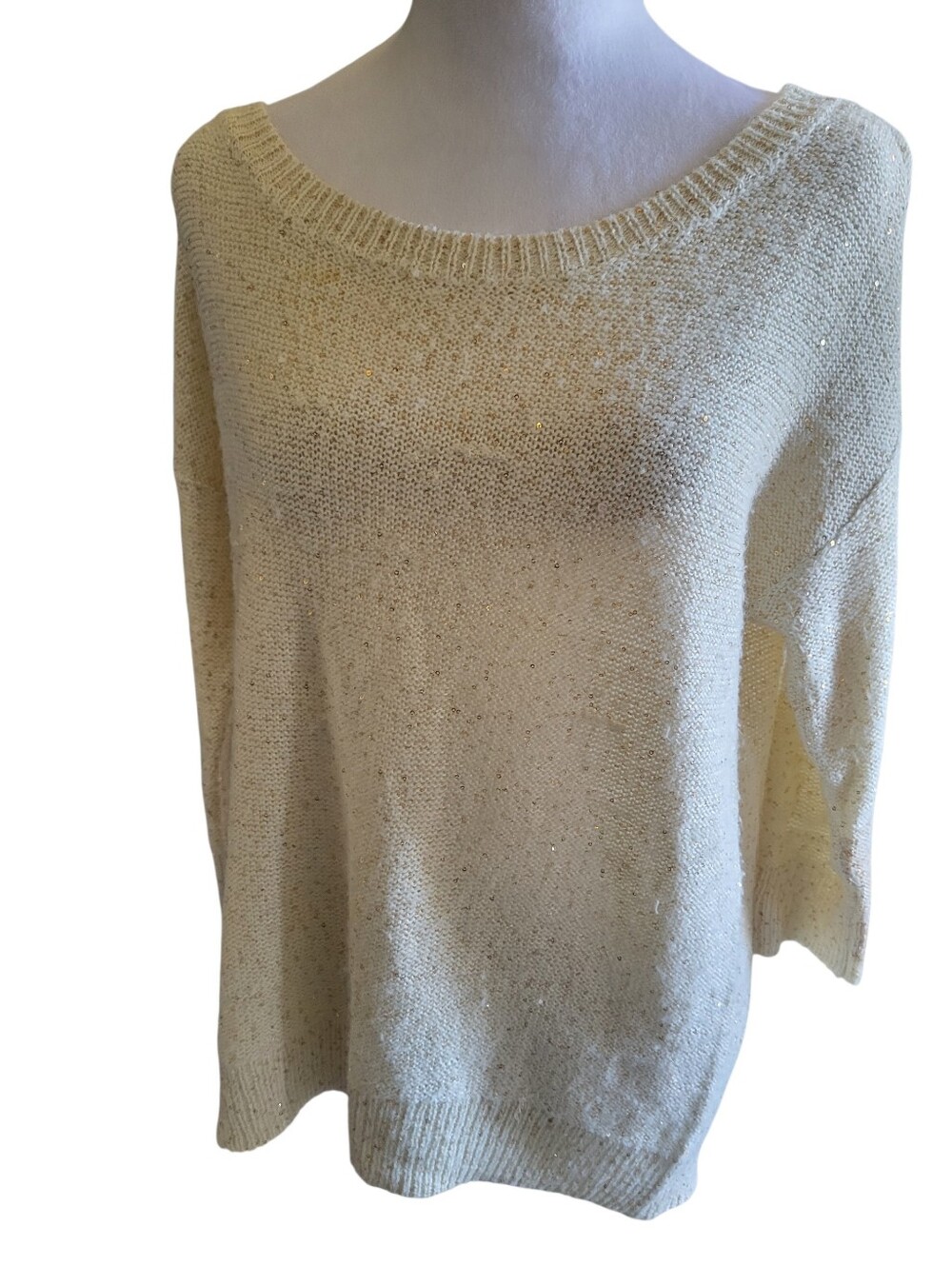 a.n.a Sparkle Knit Sweater Cream sz L